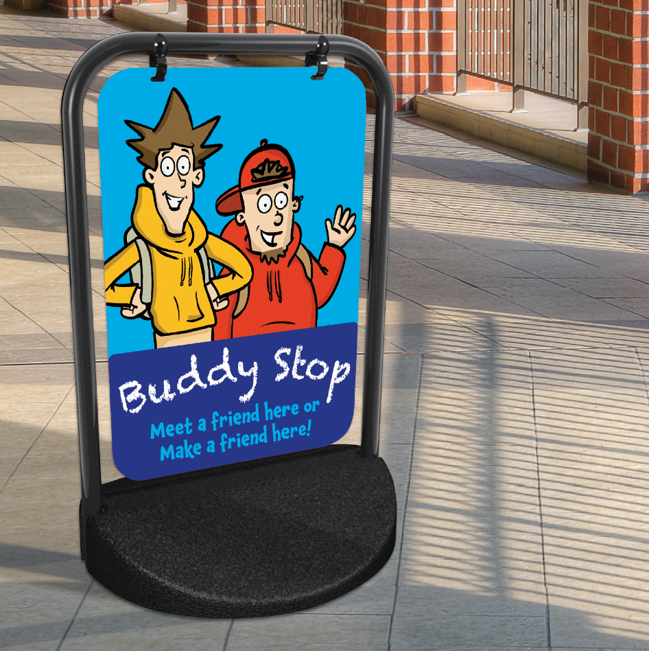 Fred and Pete's Buddy Stop Swing Sign