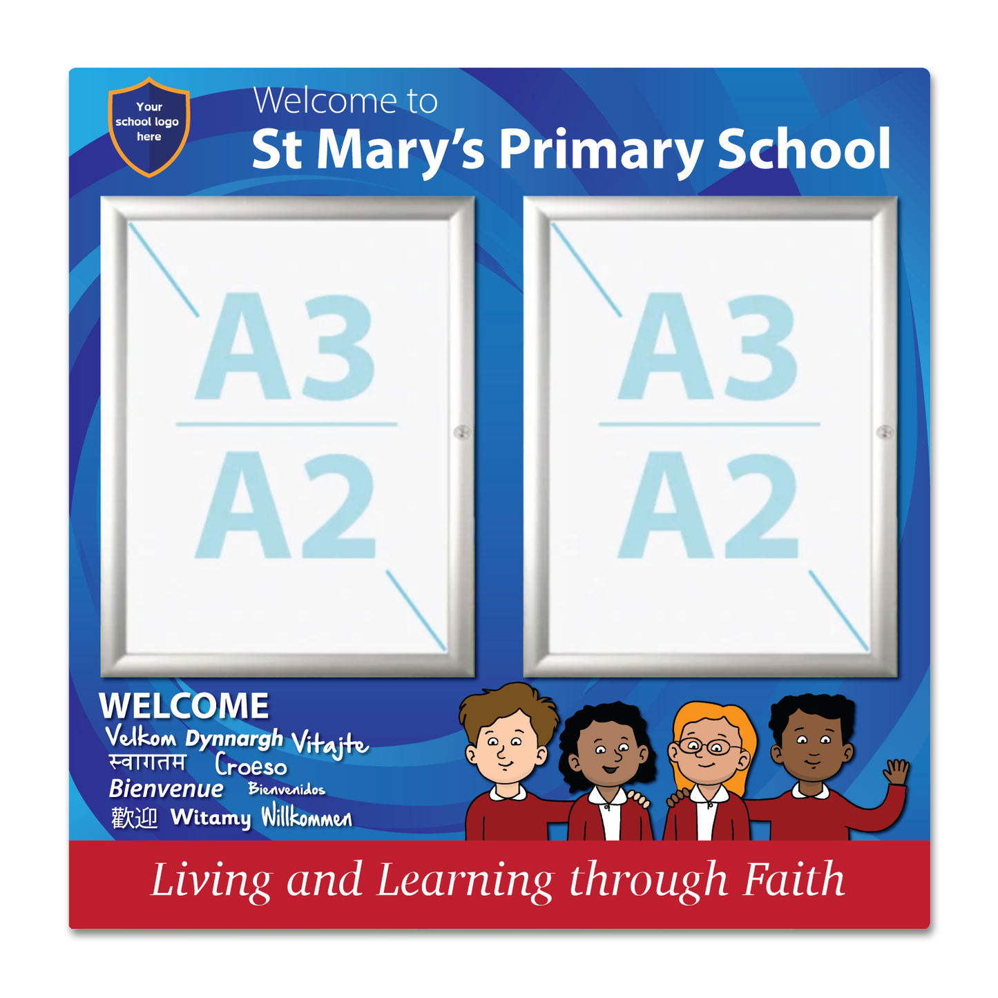Superior Double Notice Board - Welcome Sign