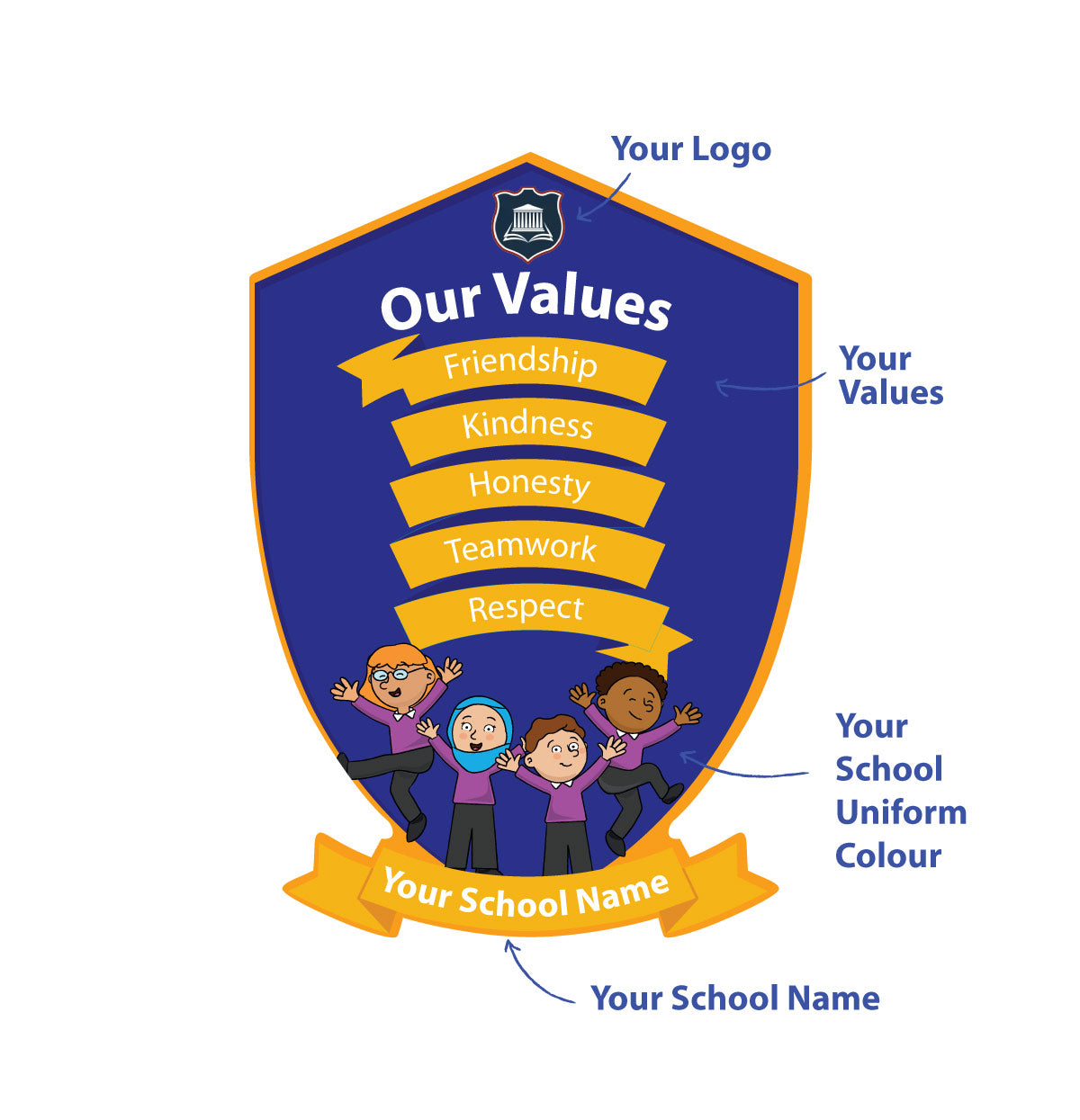 Bespoke Our Values Crest Sign